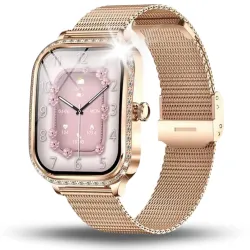 Smartwatch Damski Zegarek Angelo AK88 złoty Rozmowy Puls Powiadomienia Menu PL 4 Paski